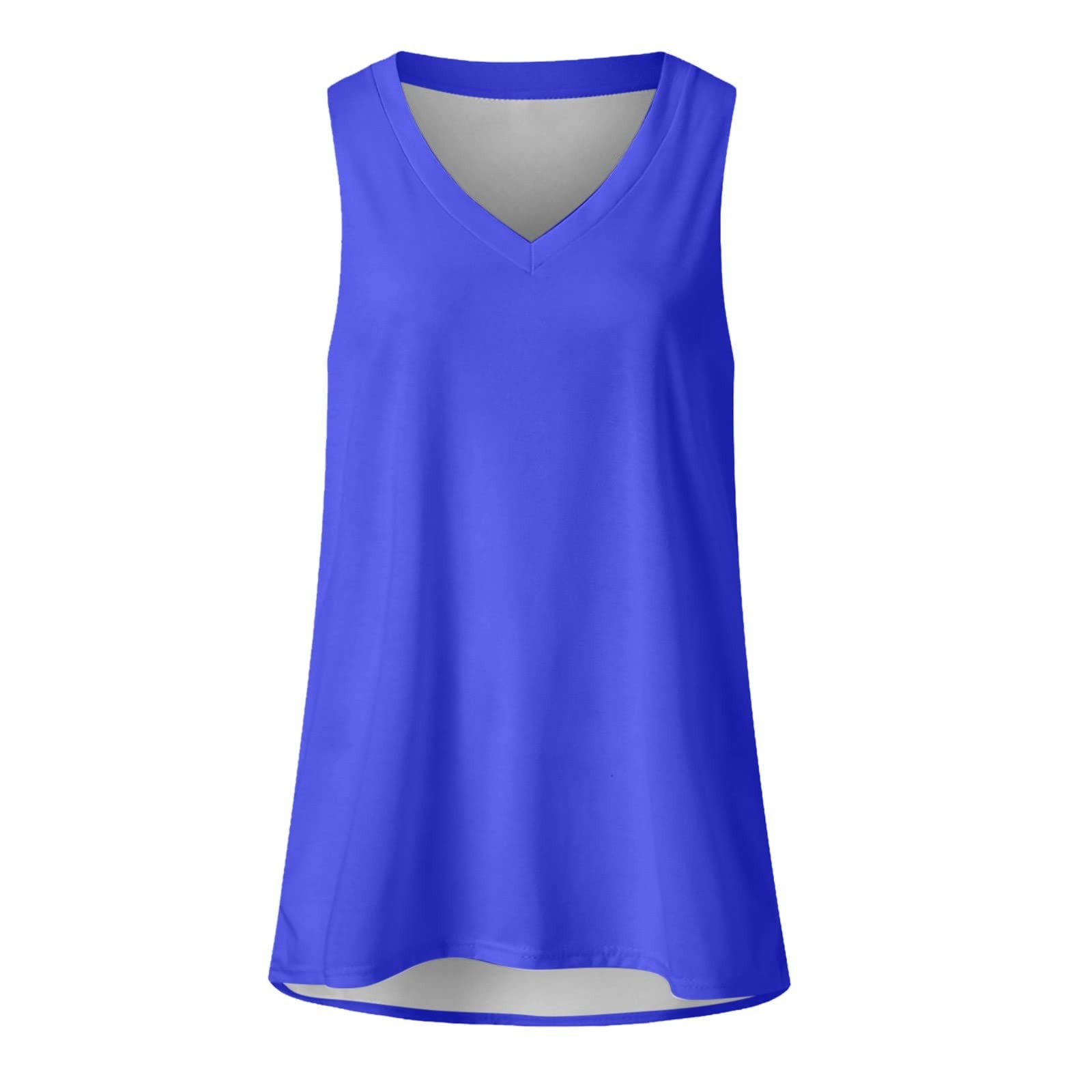thumbnail image 4 of Camisa sin mangas con cuello en V para mujer para el verano: top informal oversize, poliéster/spandex, moda playera, tallas S-XXXXXL., 4 of 4